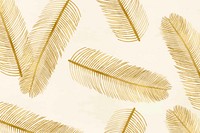 Palm leaf gold metallic vector pattern on beige textured background