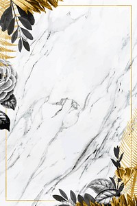 Vintage leaf gold vector frame illustration white marble banner