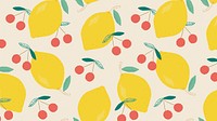 Vector seamless lemon cherry pattern pastel background