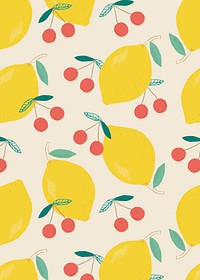 Fruit lemon cherry pattern pastel background