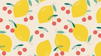 Lemon cherry fruit pattern pastel background