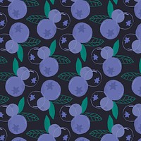 Seamless blueberry pattern black background