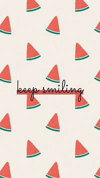 Vector quote on watermelon pattern background social media post keep smiling