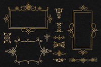 Gold vintage filigree frame set, remix from The Model Book of Calligraphy Joris Hoefnagel and Georg Bocskay