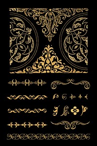 Victorian gold vintage divider vector set, remix from The Model Book of Calligraphy Joris Hoefnagel and Georg Bocskay