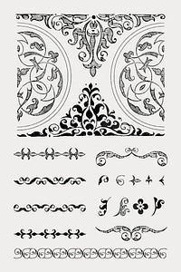 Victorian divider ornamental vector set, remix from The Model Book of Calligraphy Joris Hoefnagel and Georg Bocskay