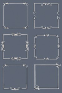 Beige filigree frame psd set, remix from The Model Book of Calligraphy Joris Hoefnagel and Georg Bocskay