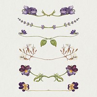 Purple flower divider, remix from The Model Book of Calligraphy Joris Hoefnagel and Georg Bocskay