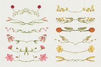 Floral dividers, remix from The Model Book of Calligraphy Joris Hoefnagel and Georg Bocskay