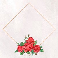 Gold frame red rose flower illustration