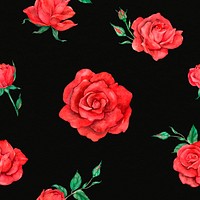 Blooming red rose vector seamless pattern background