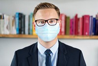 Teacher in face mask at school new normal
