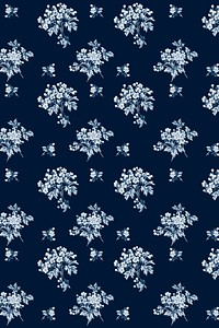 Psd blue verbena flower botanical pattern vintage background