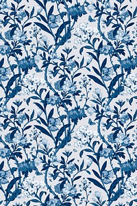 Blue floral pattern vintage vector background