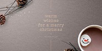 Christmas greeting social media banner hot chocolate background