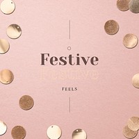 Gold confetti festive pink social media post background