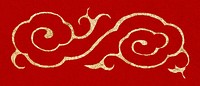 Gold red Chinese art cloud decorative ornament clipart