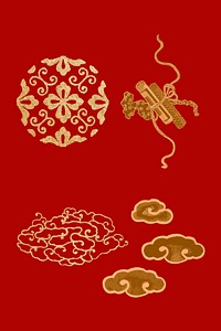 Decorative ornaments vector gold traditional Chinese art illustration collection