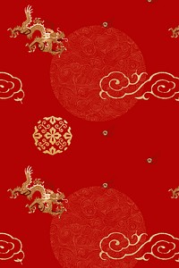 Red gold vector Chinese art pattern transparent background
