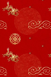Oriental dragon pattern red Chinese background