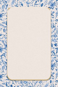 Blue watercolor floral frame with beige background