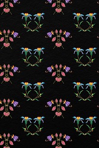 Floral pattern on black background