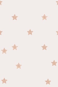 Pink gold metallic stars vector pattern beige banner