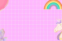 Vector hot pink unicorn rainbow grid aesthetic wallpaper