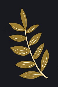 Leaf botanical illustration vector vintage gold stencil pattern