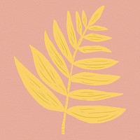 Vintage yellow leaves psd linocut style drawing