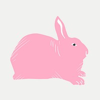 Vintage linocut pink rabbit vector animal hand drawn