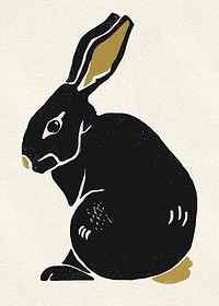  rabbit psd animal vintage drawing