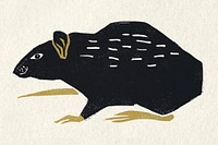 Vintage black rat psd animal stencil painting