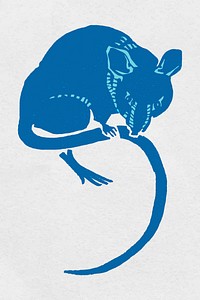 Blue rat vector vintage hand drawn clipart