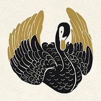 Vintage swan stencil pattern vector bird clipart