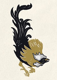 Gold black rooster vector animal vintage clipart