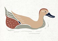Duck psd vintage colorful linocut drawing