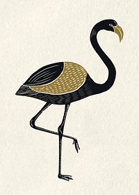 Vintage flamingo vector tropical bird hand drawn