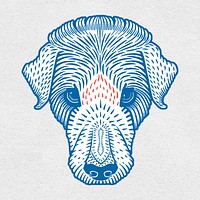 Blue dog psd vintage painting clipart