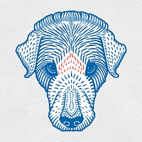 Blue dog vector vintage painting clipart