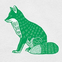 Green fox stencil pattern psd drawing