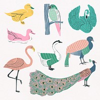 Vintage wild animals stencil pattern collection