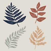 Vintage leaves vector plant stencil pattern set