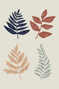 Vintage leaves psd plant stencil pattern set