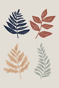 Vintage leaves vector plant stencil pattern collection