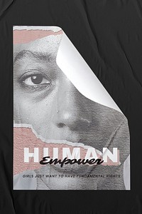&#39;Human Empower&#39; social movement crinkled poster on the wall