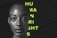 Artsy human rights portrait closeup of African woman media remix