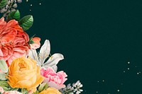 Spring background with colorful flower border
