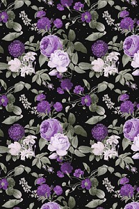 Purple peony vector floral pattern watercolor vintage