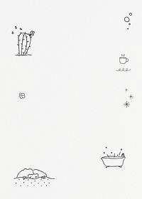 Hand drawn lifestyle frame psd lazy Sunday cute doodle drawing